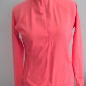 woman's athleta pullover long sleeve  half zip Top Bright Peach Orange Large